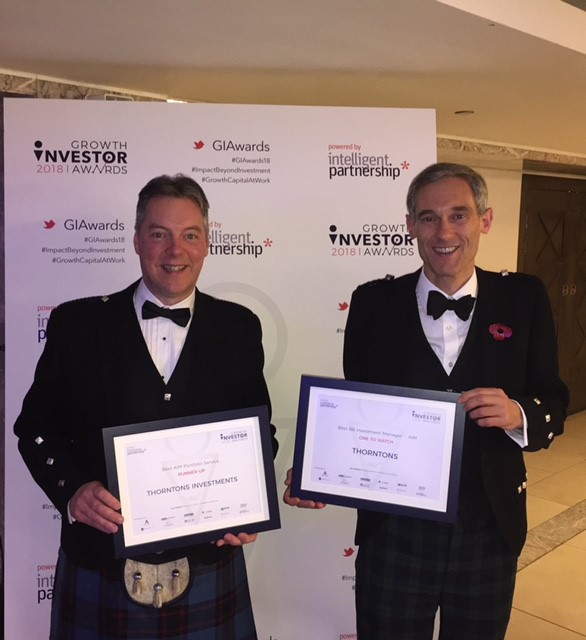 Thorntons Investments named ‘Best AIM Portfolio Service’ runner-up at the Growth Investors 2018 Awards